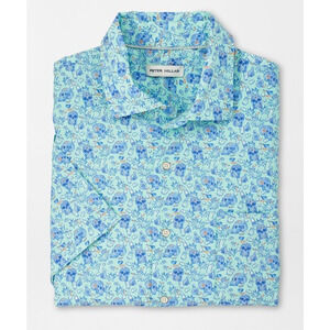 Peter Millar L Cali Cocktail Poplin Cotton-Stretch Golf Shirt Icy Mint $155 NWT
